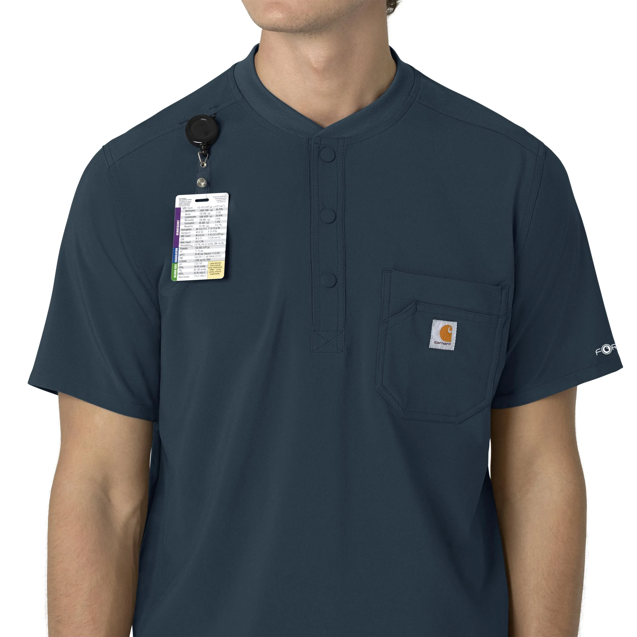 Force Cross-Flex C16310 Men's Henley Scrub Top Navy
