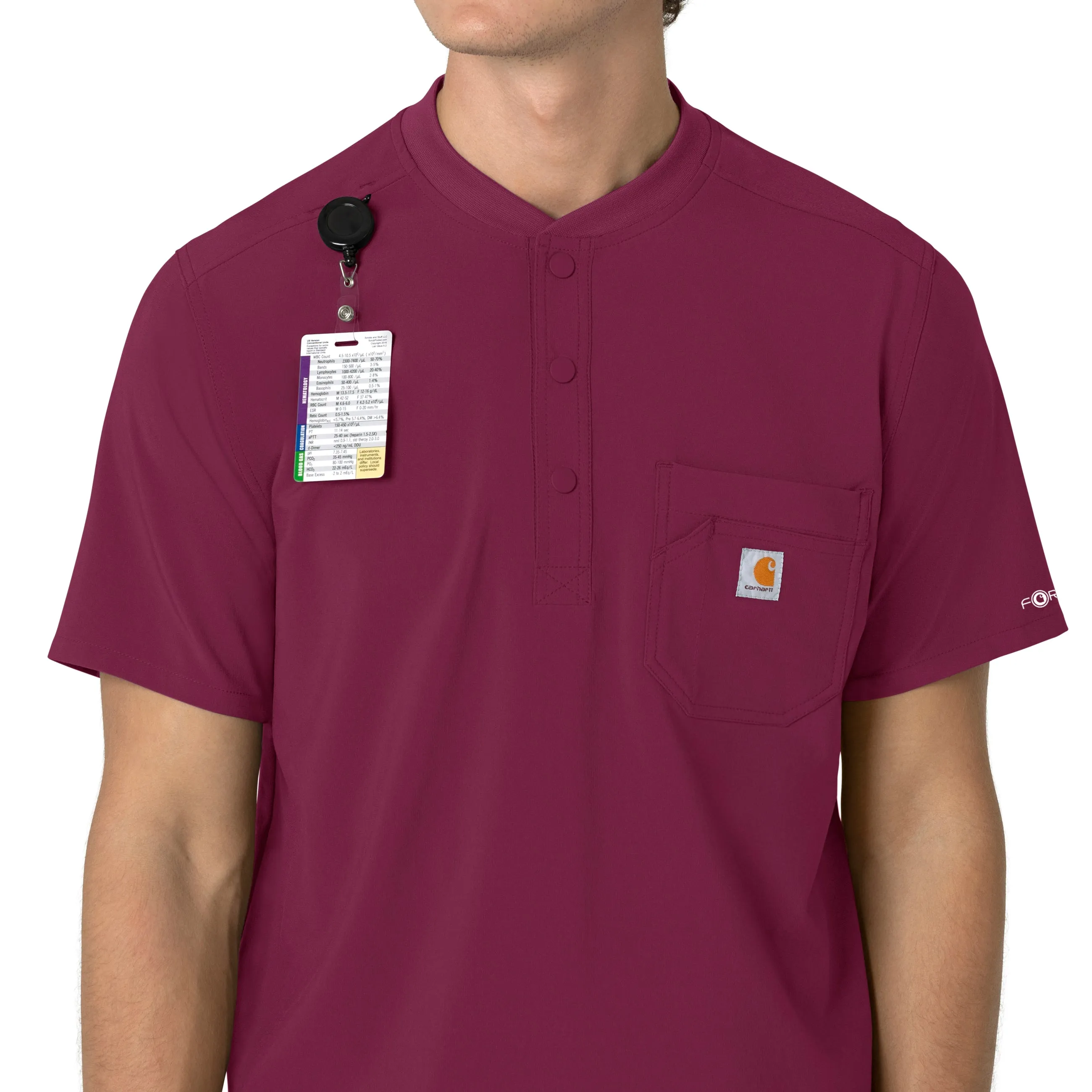 Force Cross-Flex C16310 Men's Henley Scrub Top Wine