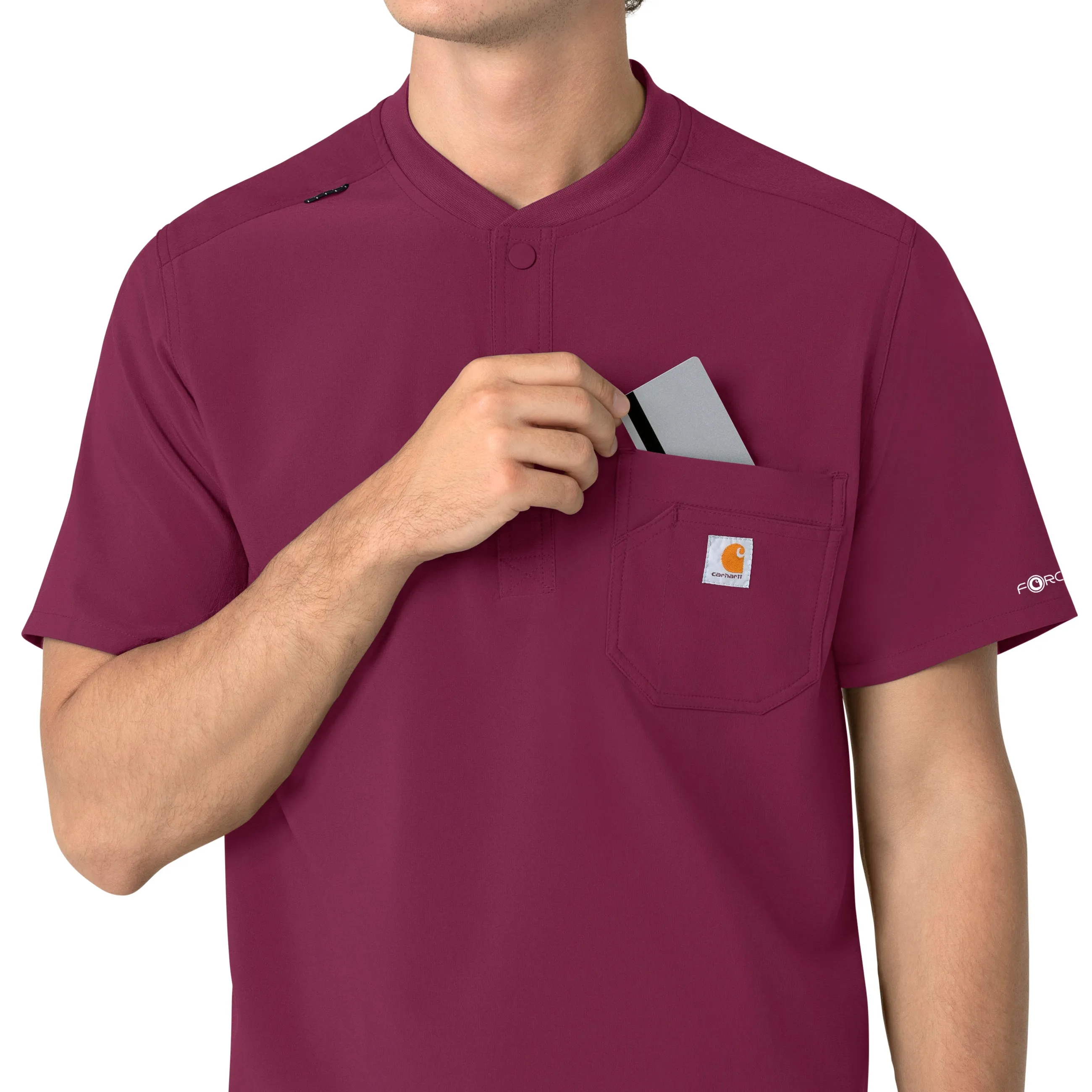 Force Cross-Flex C16310 Men's Henley Scrub Top Wine