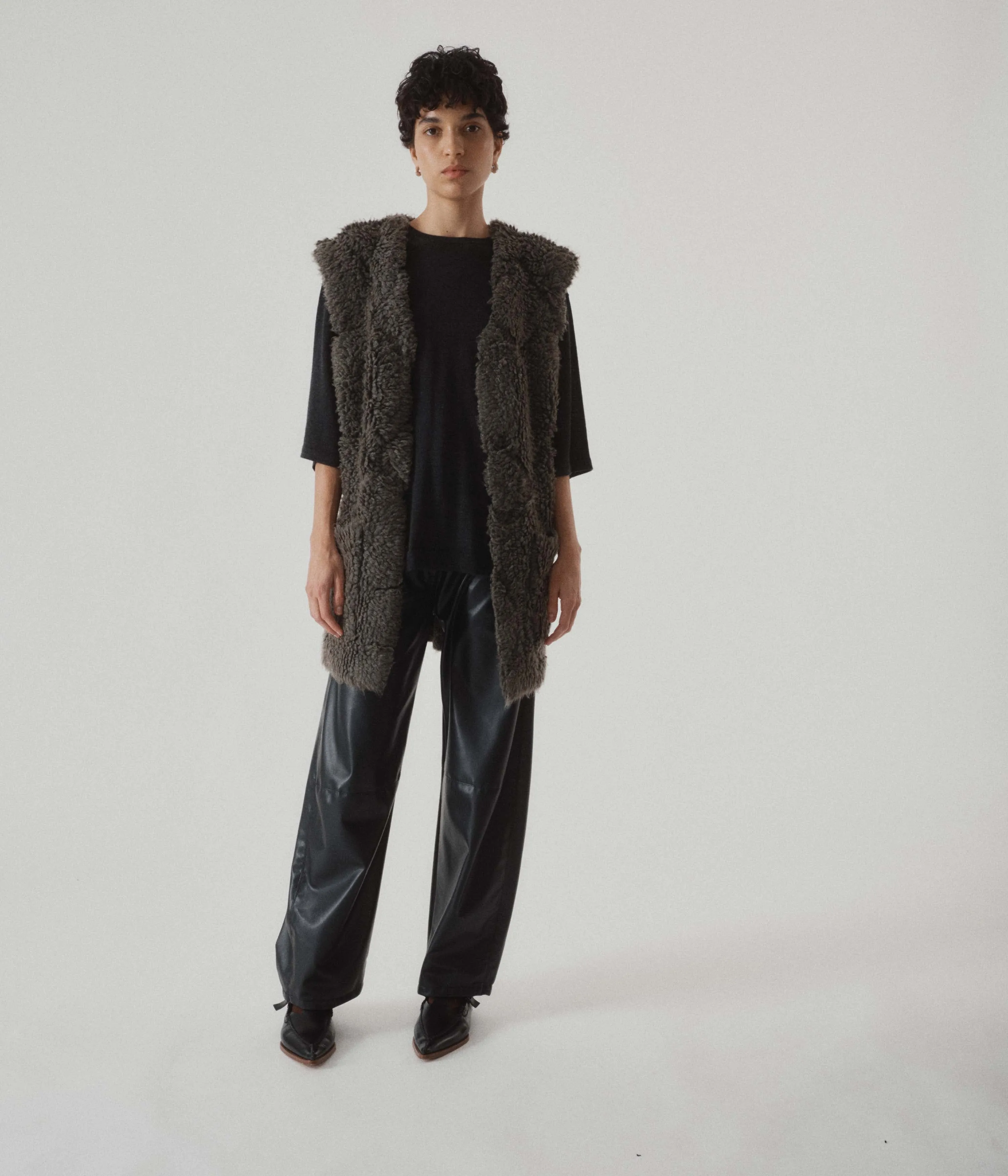 French Terry Vest in Kombu x Black