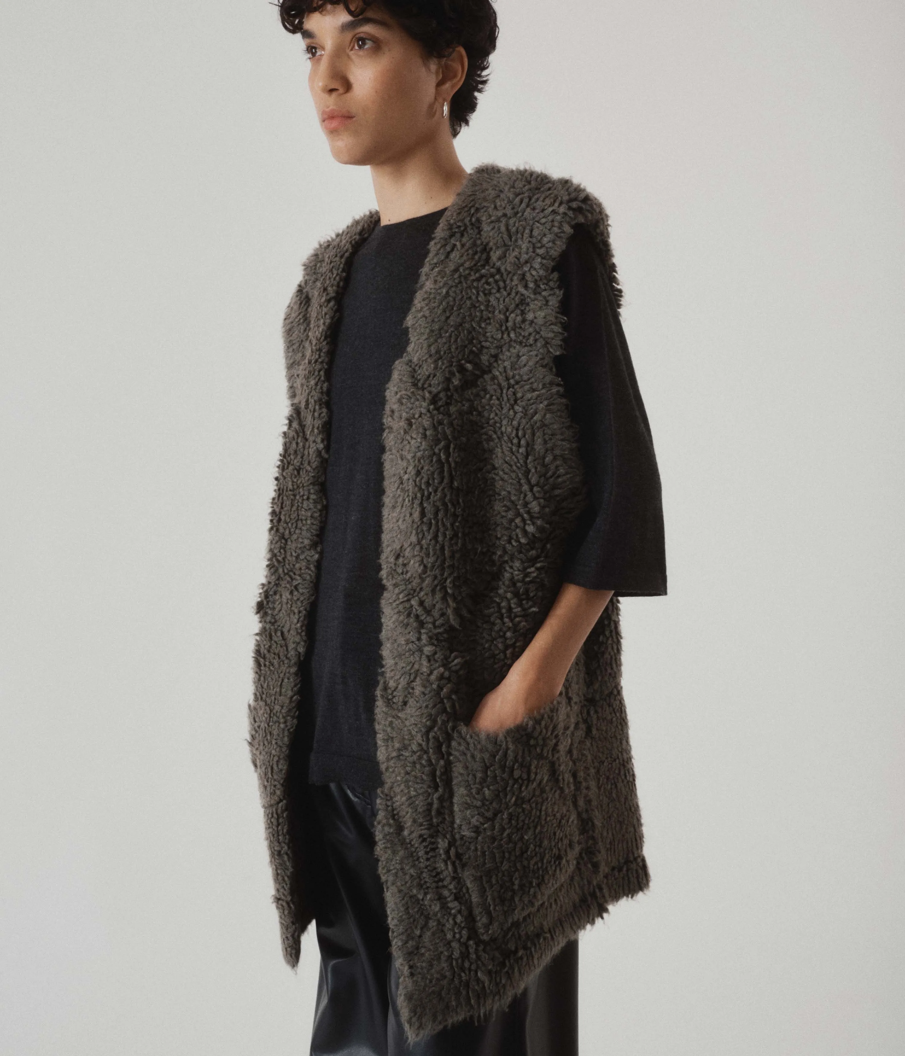 French Terry Vest in Kombu x Black