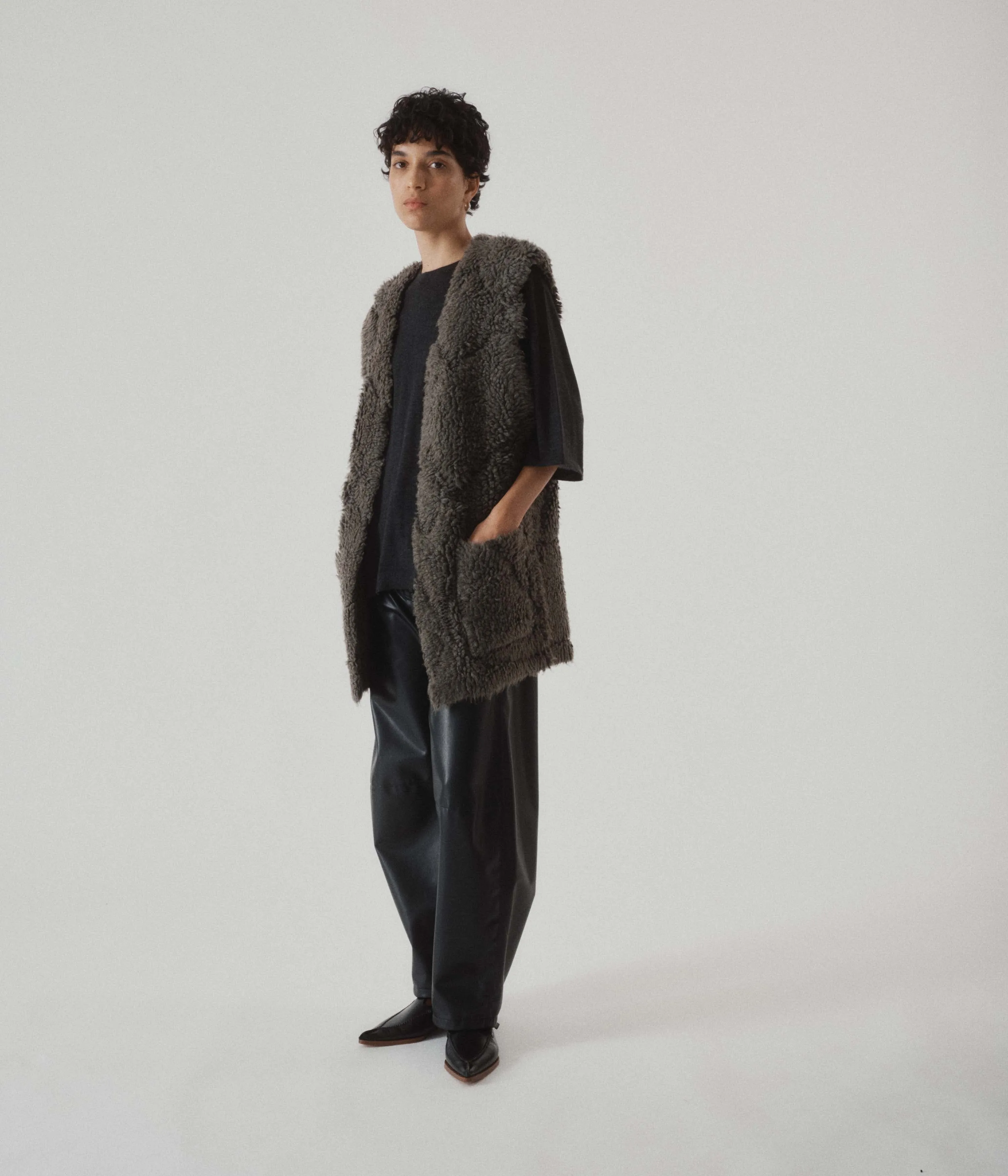 French Terry Vest in Kombu x Black