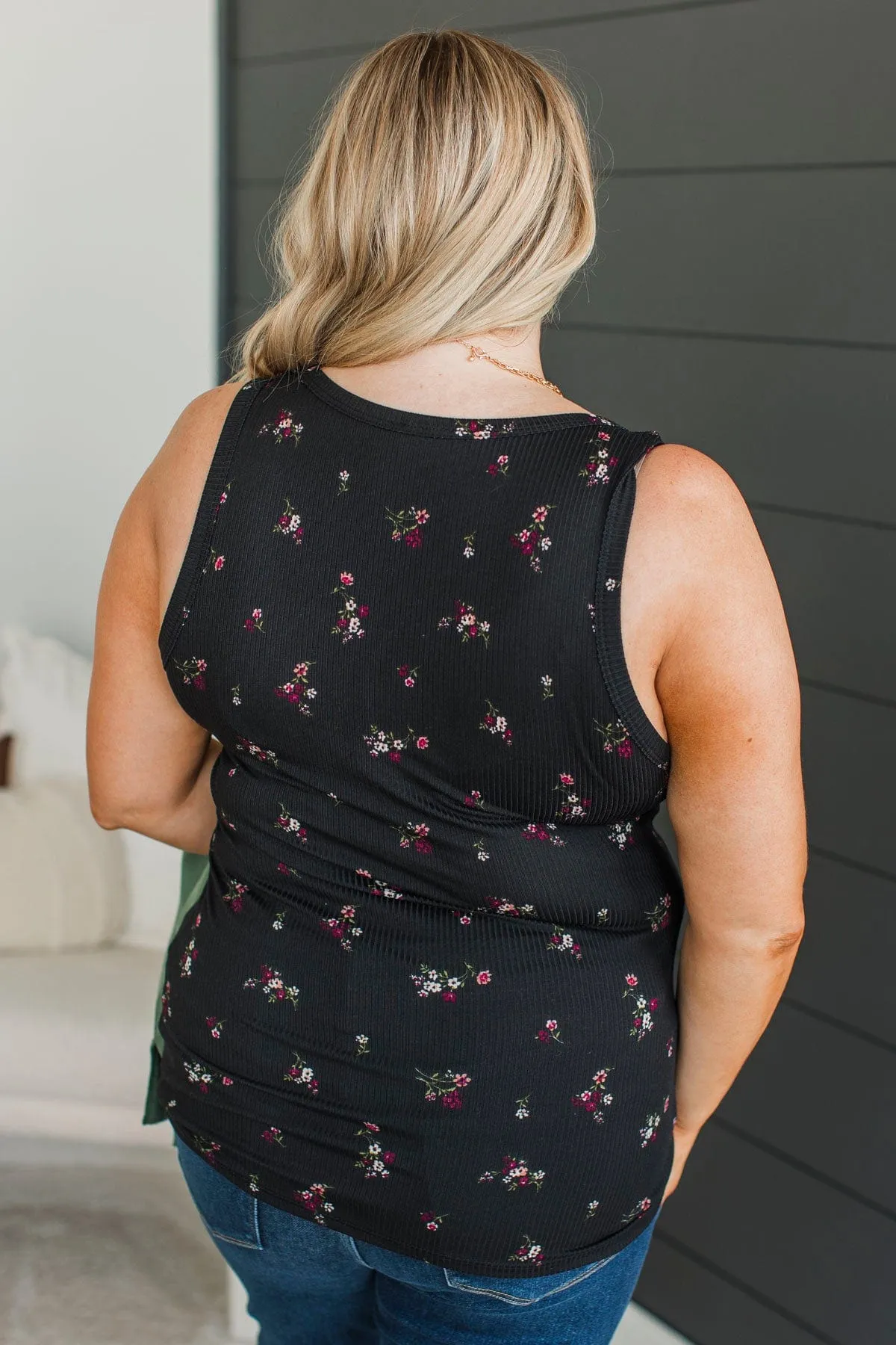 Friends For Life Floral Tank Top- Black