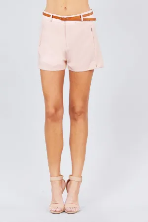 Front Slit Hem W/pocket And Belt Short Pants