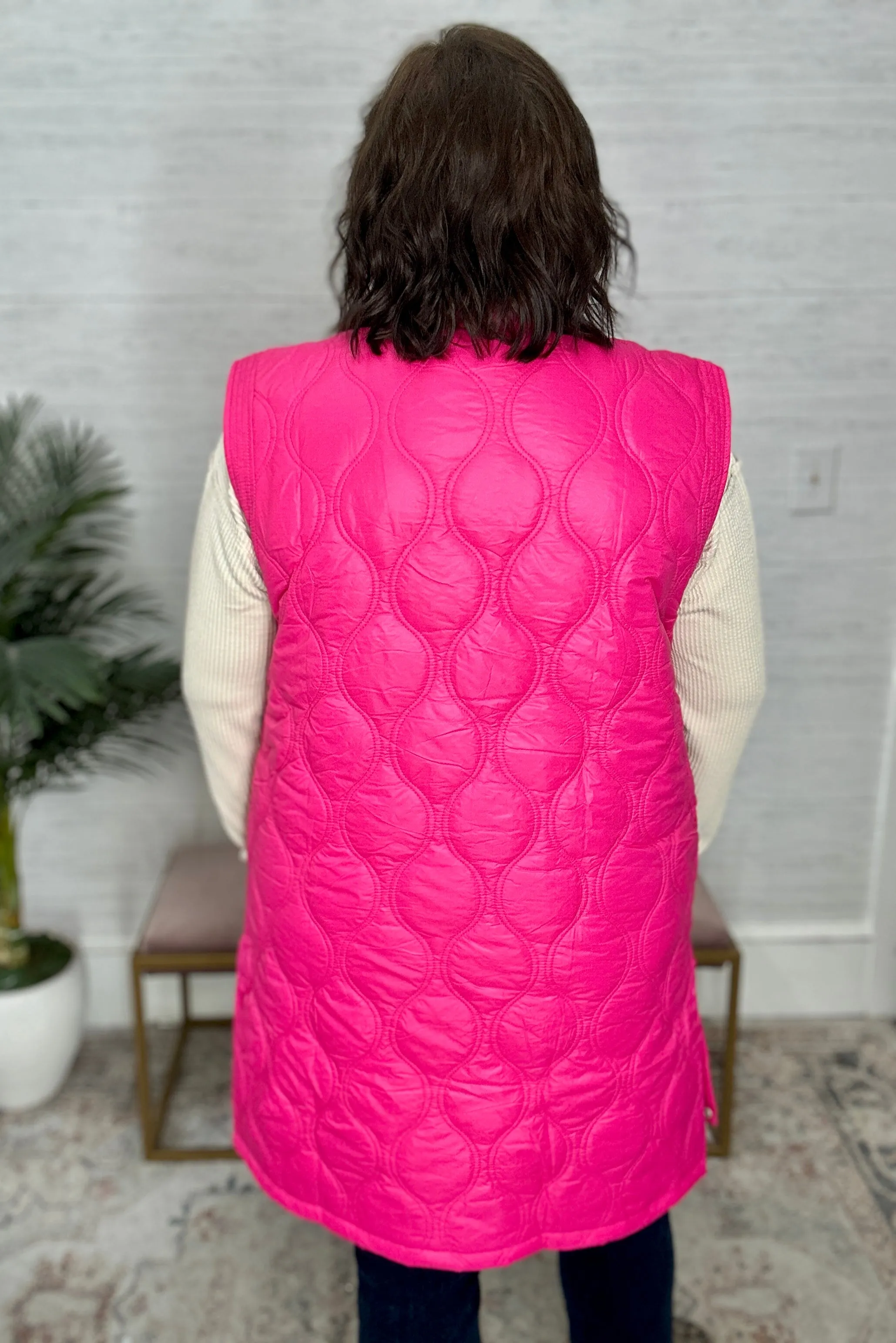 Fuchsia Quilted Long Vest