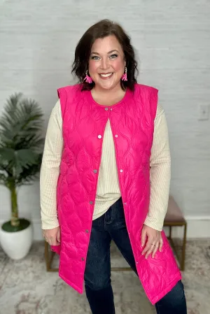Fuchsia Quilted Long Vest