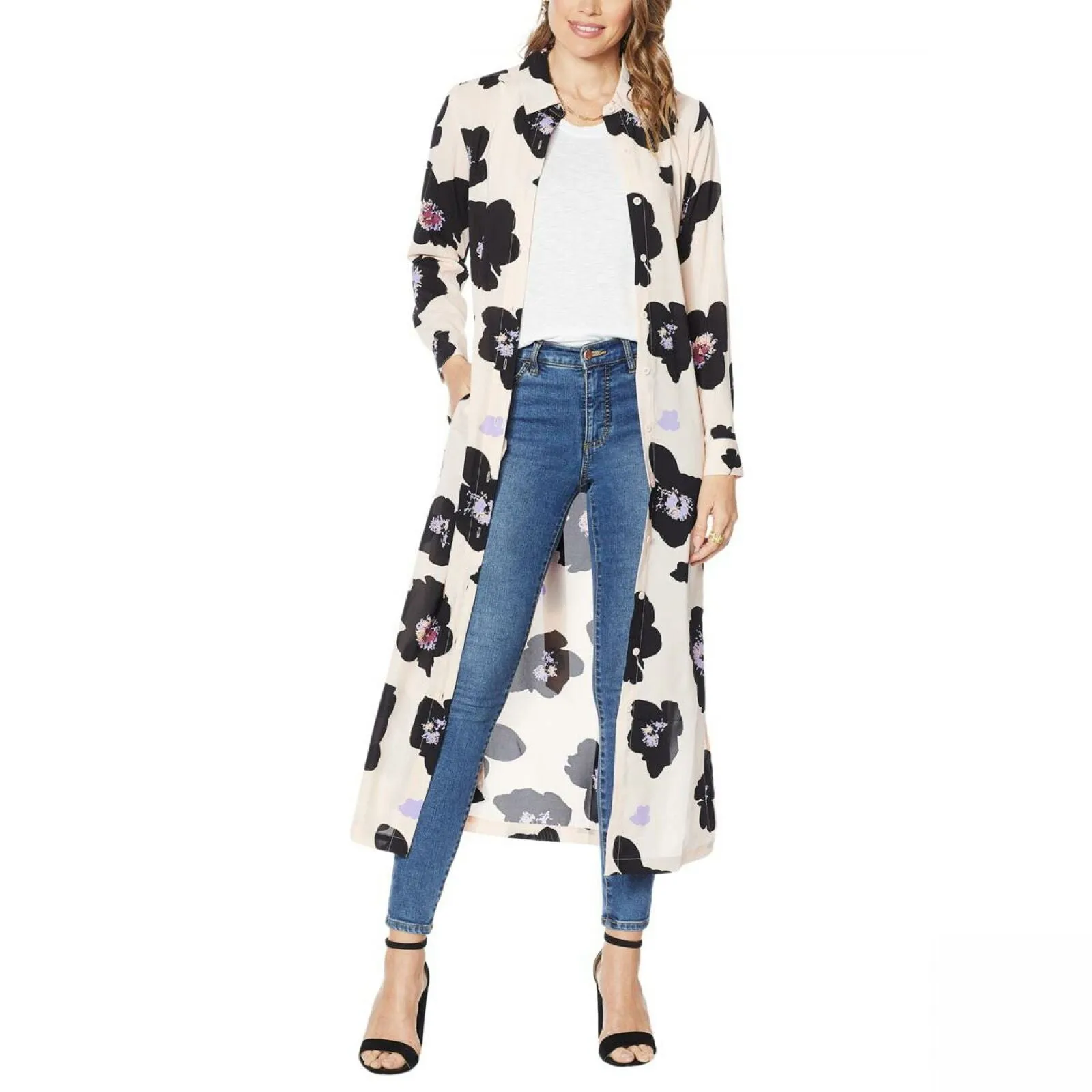 G by Giuliana Women's Plus Size Button Down Duster Shirt Dress