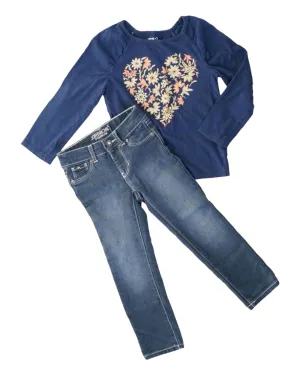 GIRL SIZE 4 YEARS - JORDACHE & CRAZY 8, 2 Piece Mix N Match Outfit EUC B15