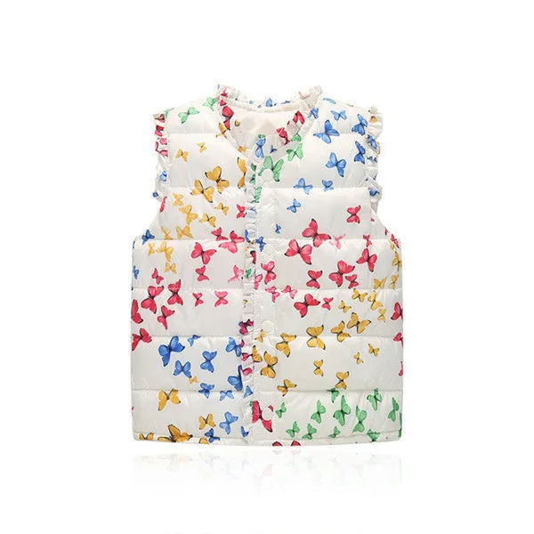Girls Vests Children's Down Cotton Warm Vest Baby Girls Sweet Floral Waistcoat High Quality Kids Vest Outerwear 2-7 Years