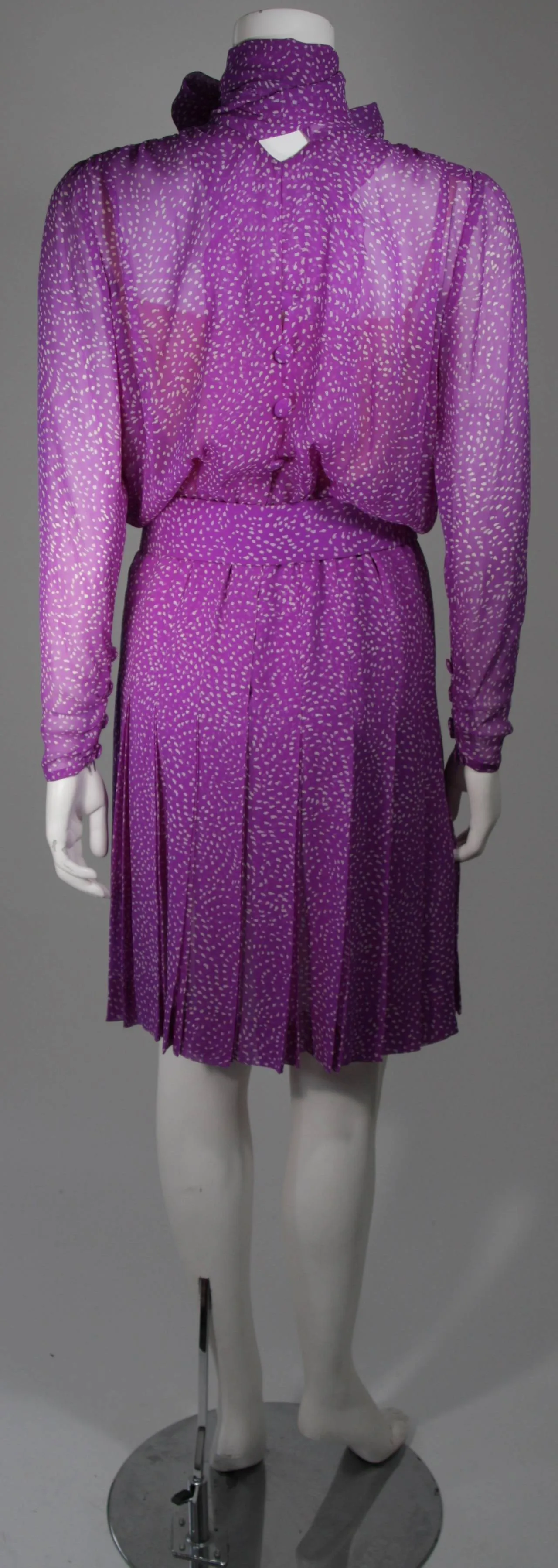 GIVENCHY Purple Silk Chiffon Dress and Belt Size Small
