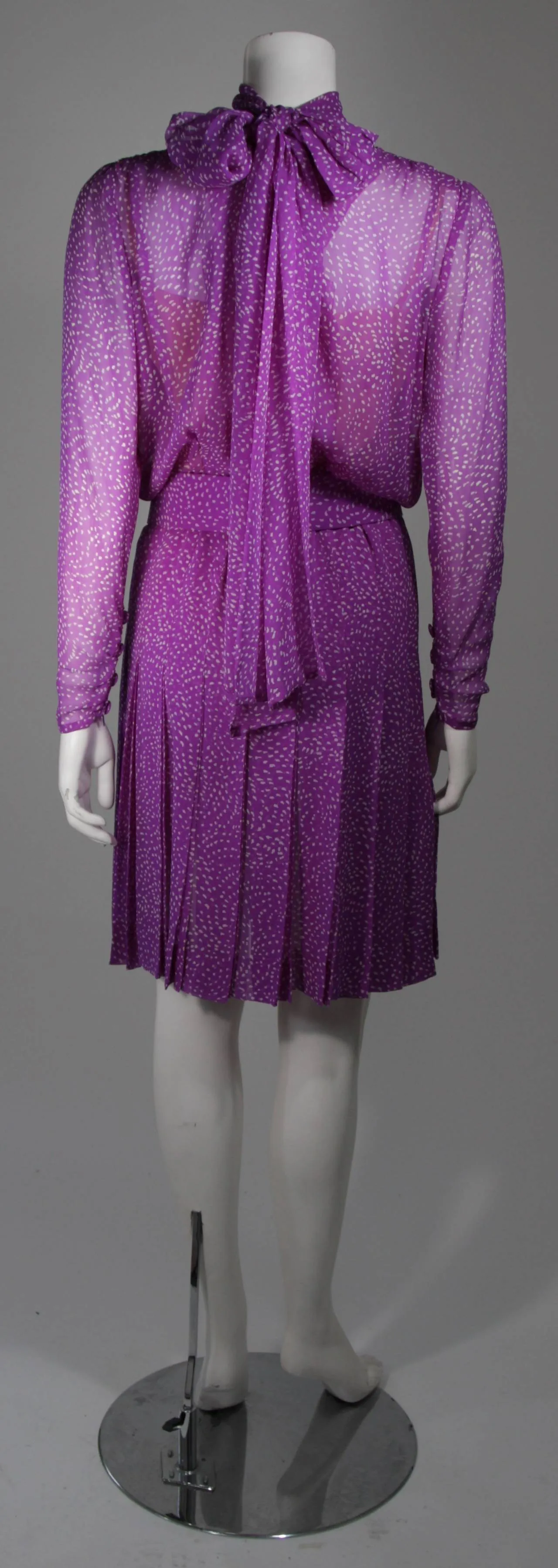 GIVENCHY Purple Silk Chiffon Dress and Belt Size Small
