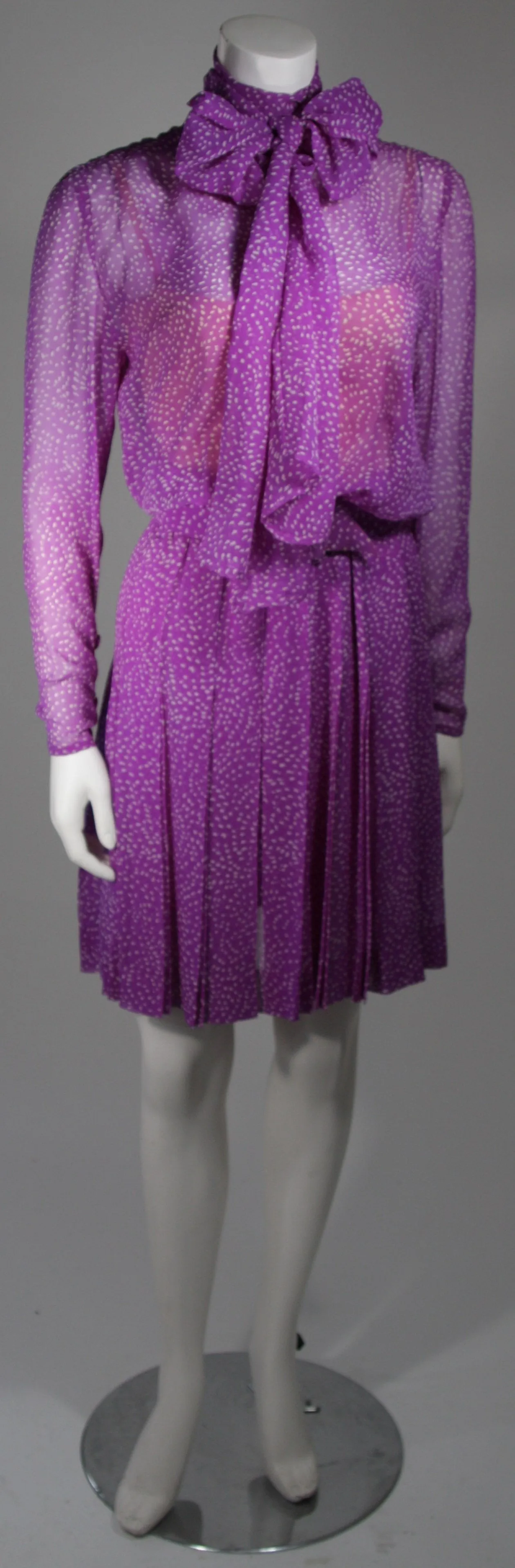 GIVENCHY Purple Silk Chiffon Dress and Belt Size Small
