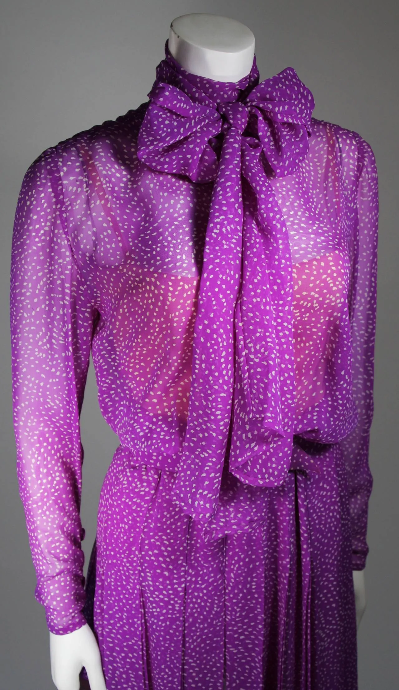 GIVENCHY Purple Silk Chiffon Dress and Belt Size Small