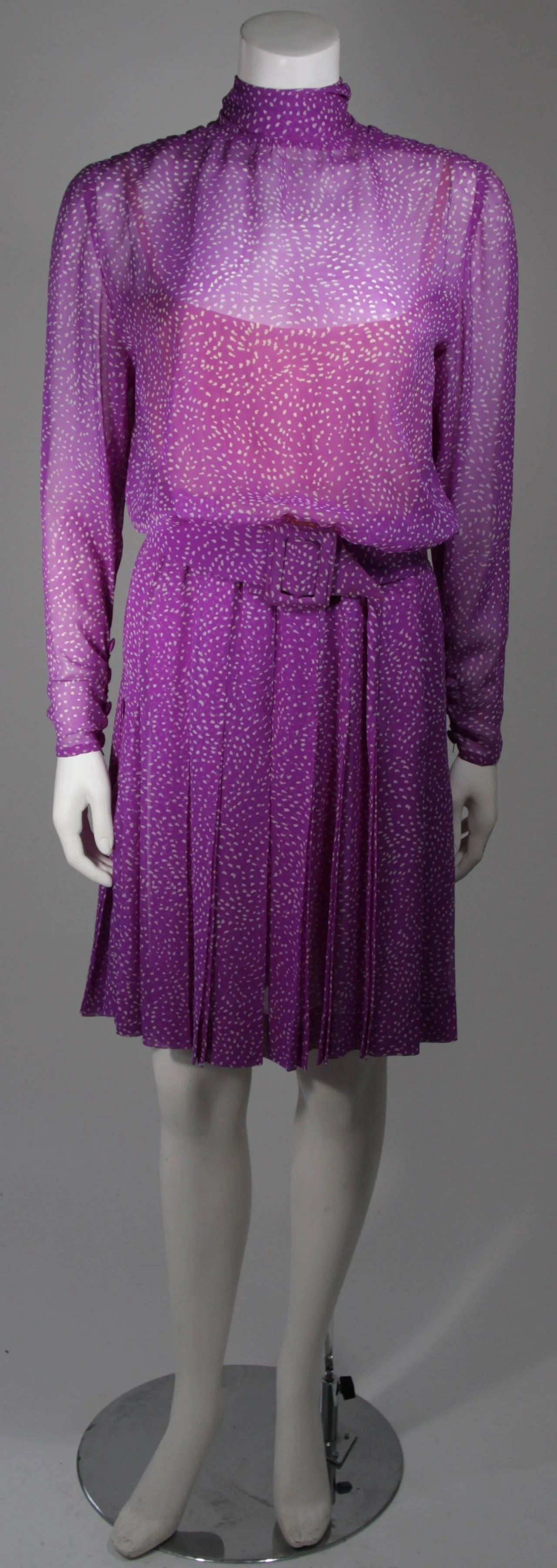 GIVENCHY Purple Silk Chiffon Dress and Belt Size Small