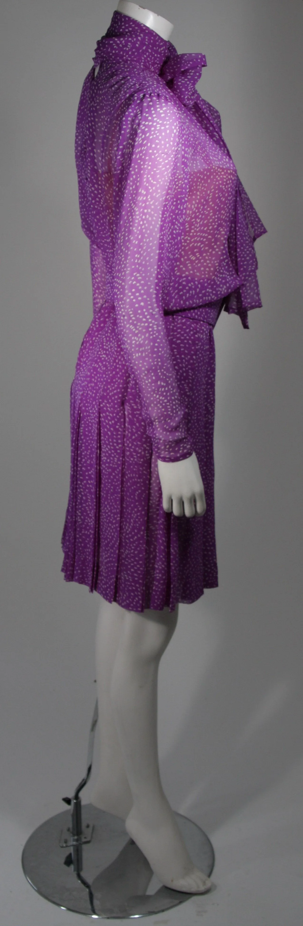 GIVENCHY Purple Silk Chiffon Dress and Belt Size Small