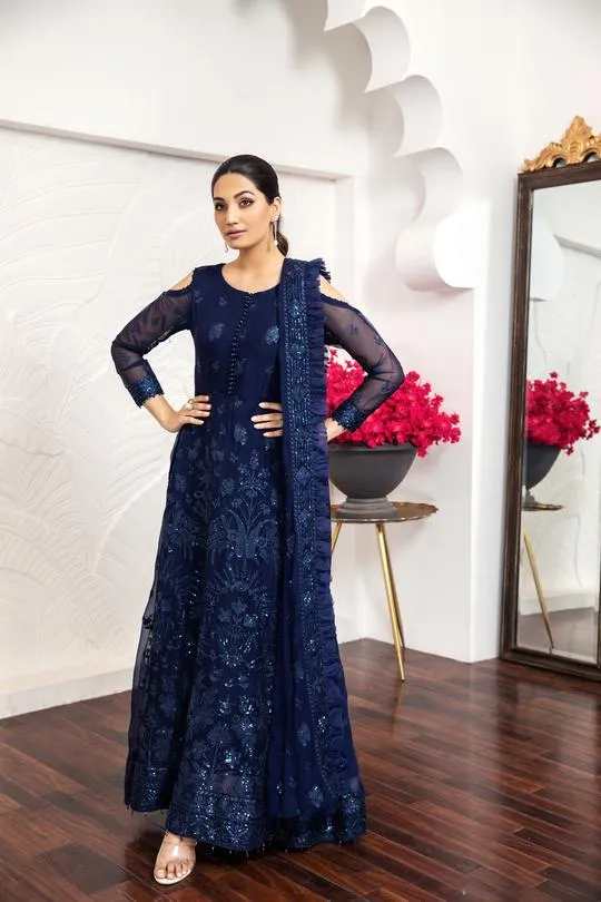 Glace Bleu | Alizeh Royale De Luxe Collection | Unstitched Embroidered Chiffon Suits