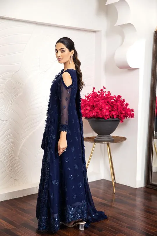Glace Bleu | Alizeh Royale De Luxe Collection | Unstitched Embroidered Chiffon Suits