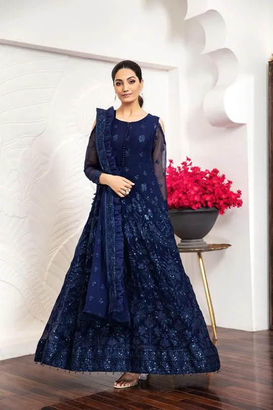 Glace Bleu | Alizeh Royale De Luxe Collection | Unstitched Embroidered Chiffon Suits
