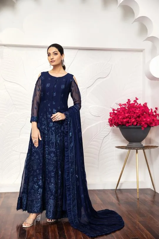 Glace Bleu | Alizeh Royale De Luxe Collection | Unstitched Embroidered Chiffon Suits