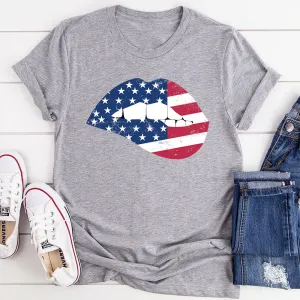 Graphic T-Shirts American Flag Lips T-Shirt
