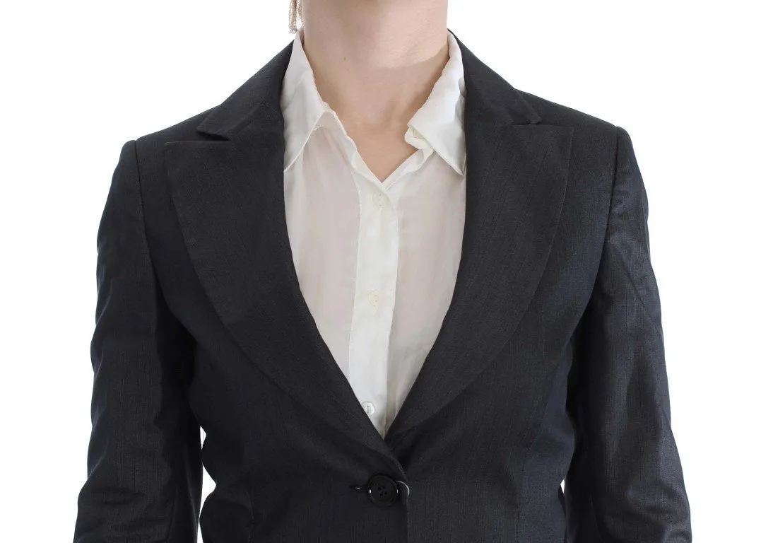 Gray One Button Two Piece Suit