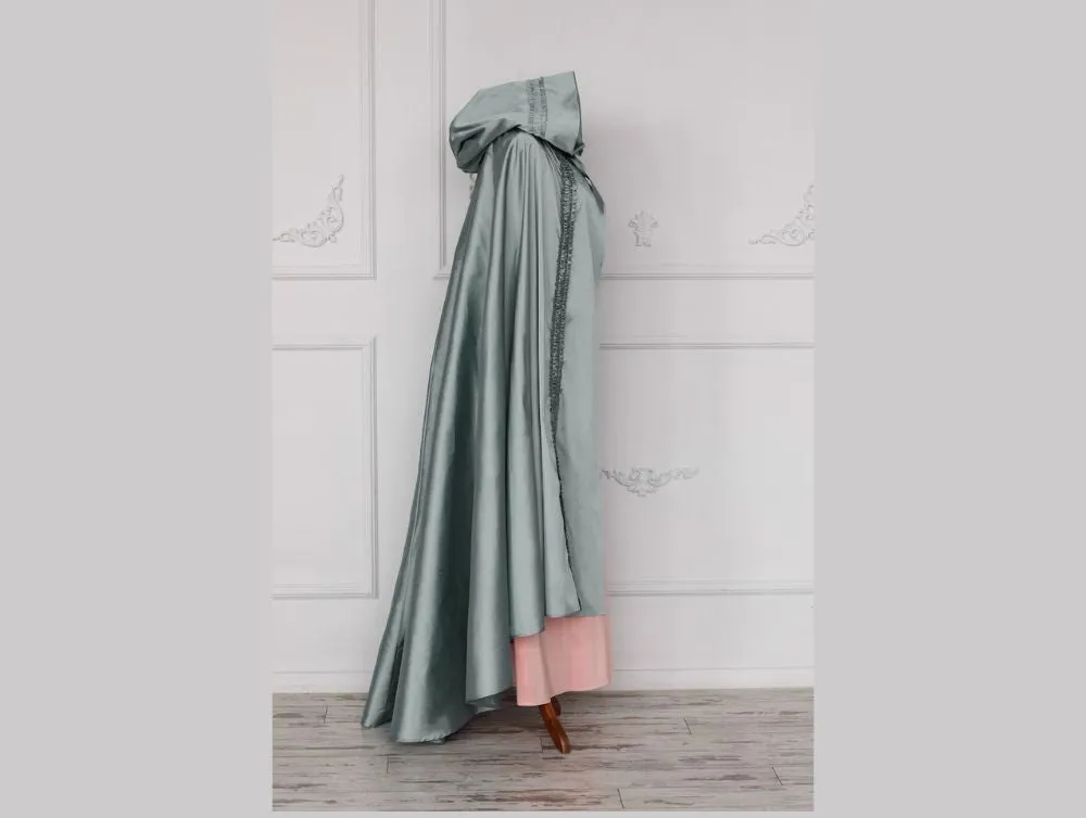 Gray rococo and early regency taffeta cape