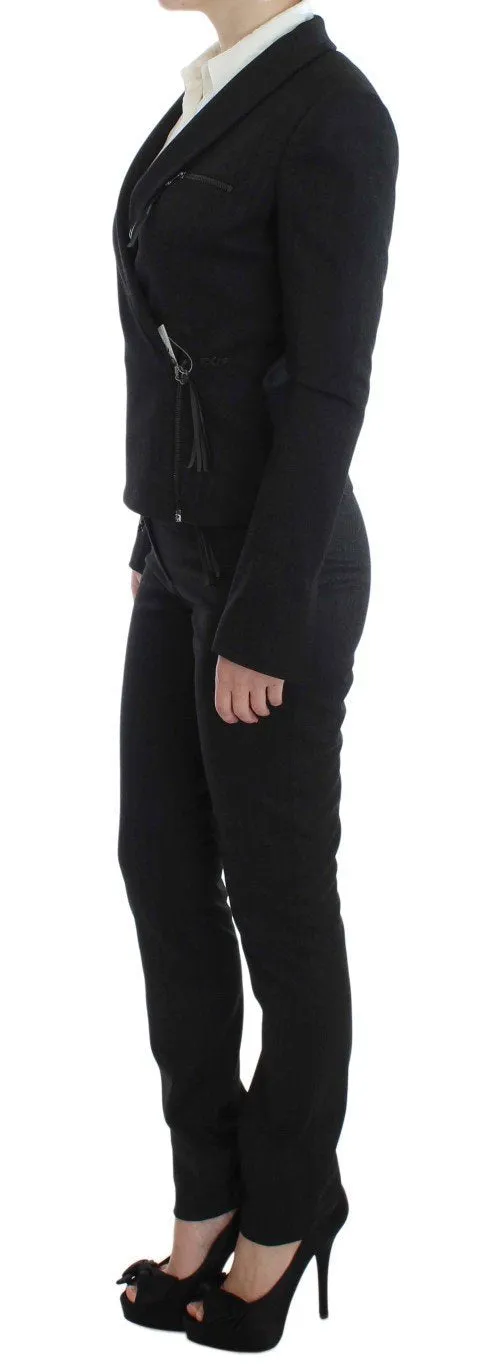 Gray Two Piece Suit Zipper Jacket & Pants