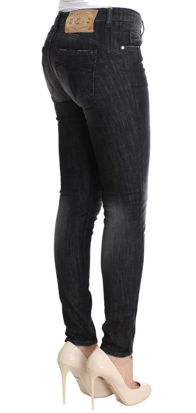 Gray Wash Cotton Denim Stretch Skinny Fit Jeans