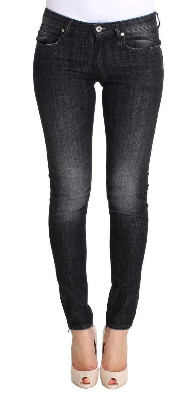 Gray Wash Cotton Denim Stretch Skinny Fit Jeans