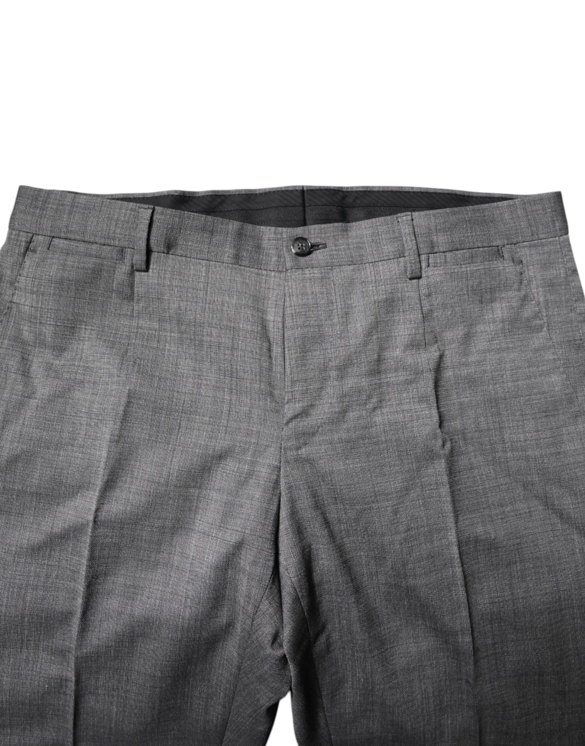 Gray Wool Single Breasted 2 Piece Suit
