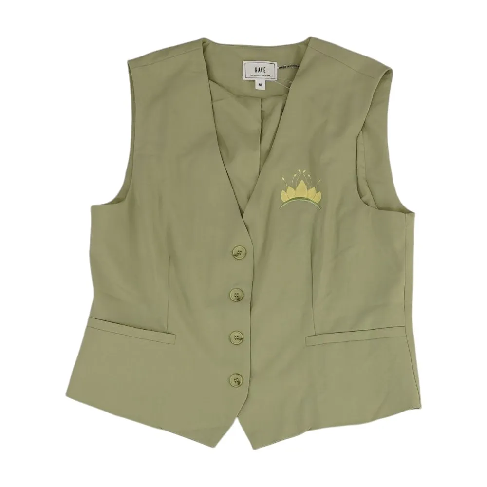 Green Embroidery Detail Vest