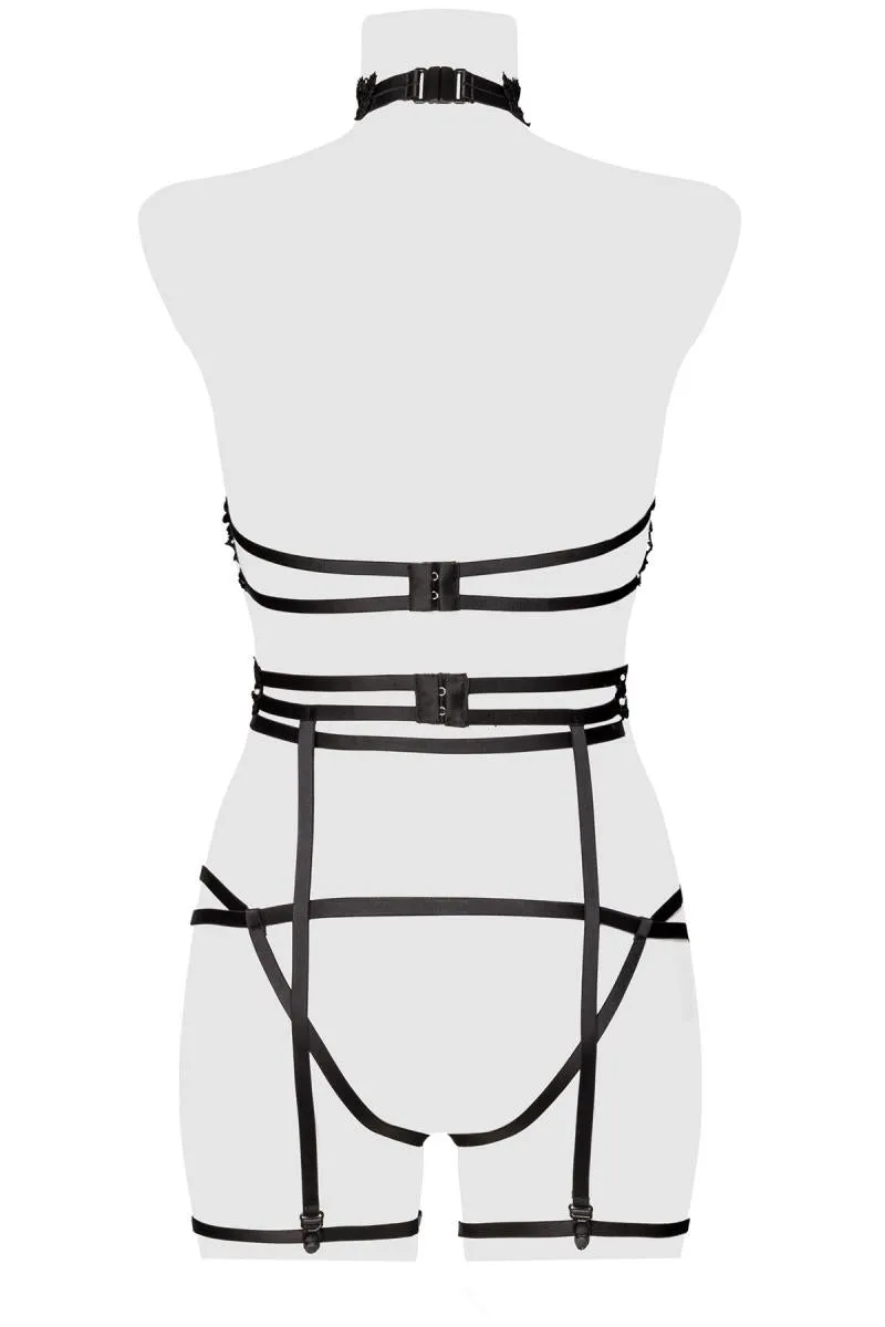 Grey Velvet Erotic Lace Lingerie Set
