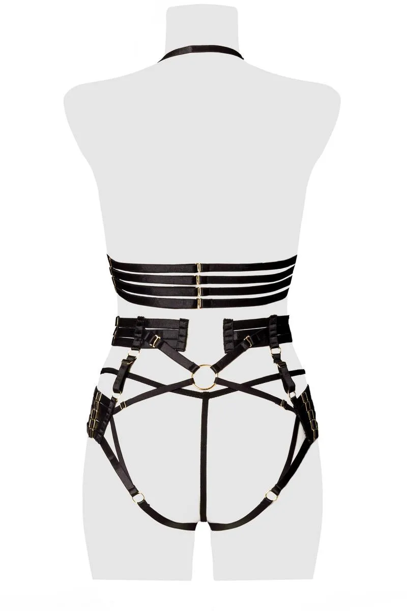 Grey Velvet Harness Erotic Set