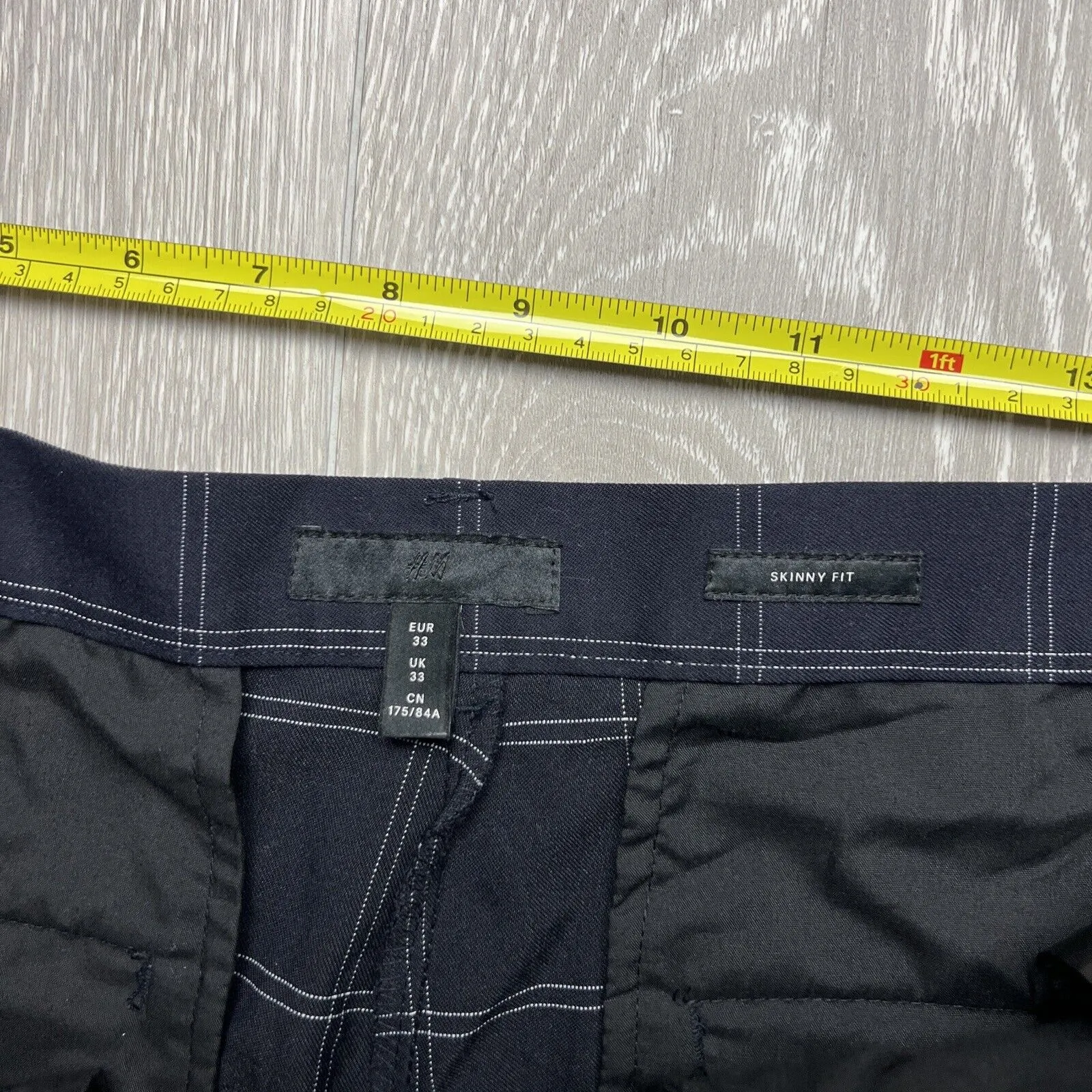 H&M Mens Skinny Fit Black Suit Pants Size 33
