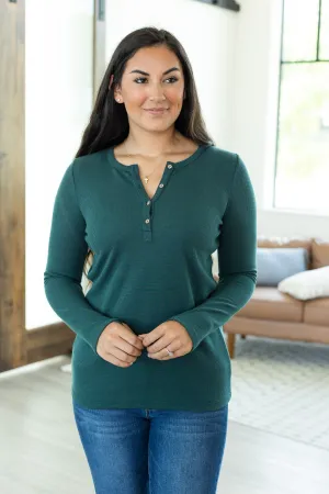 Harper Long Sleeve Henley - Evergreen