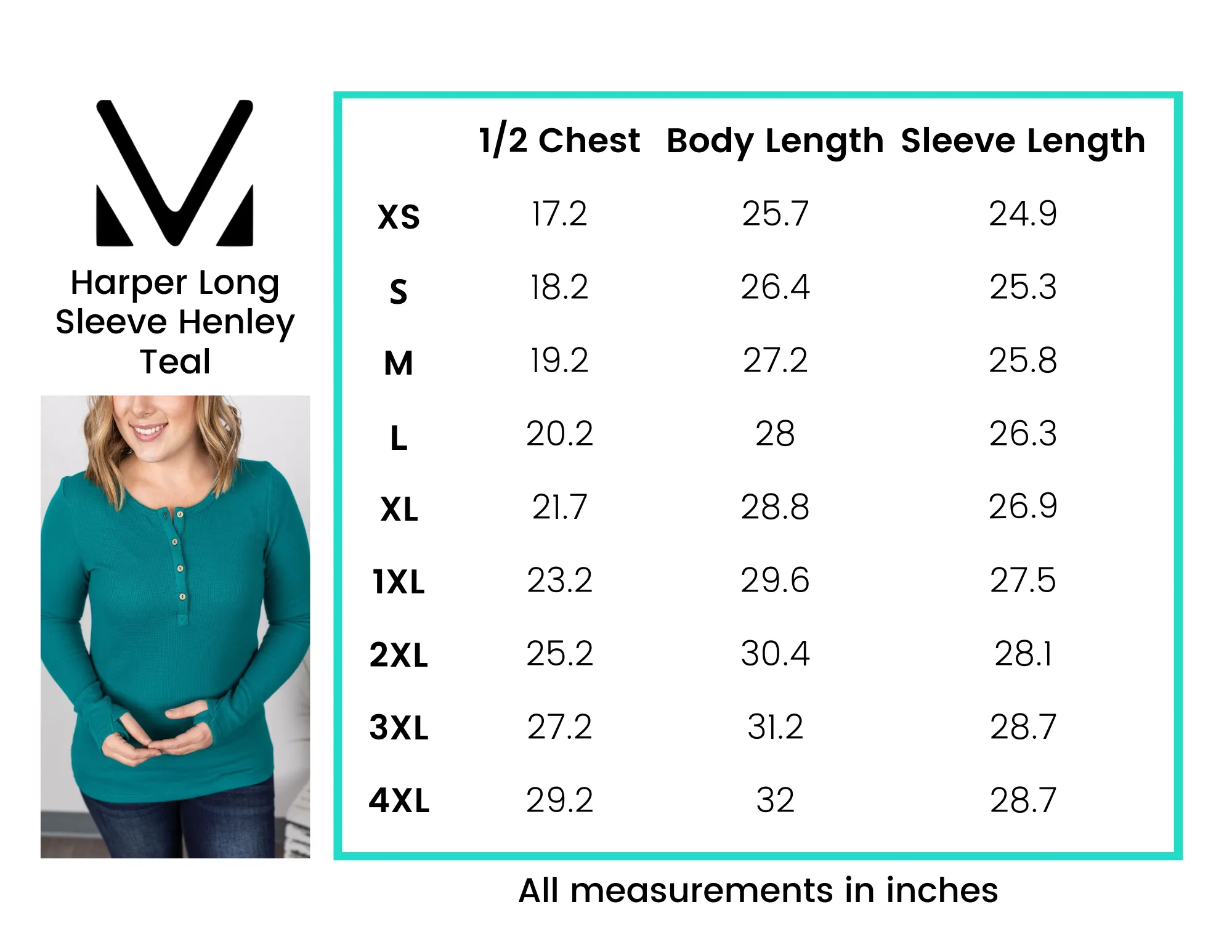 Harper Long Sleeve Henley - Teal