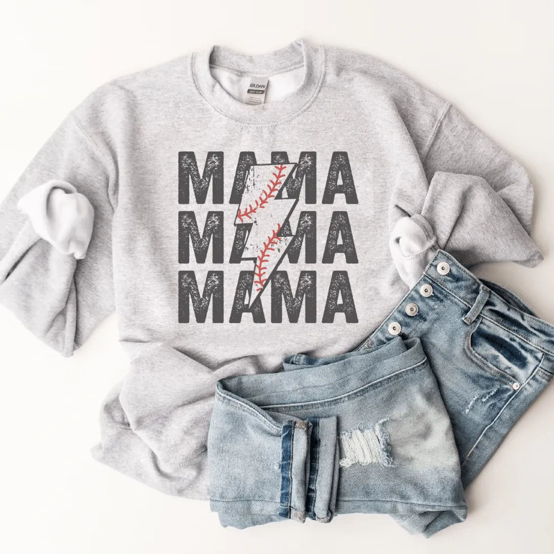 Hazel Blues® |  MAMA Baseball Bolt Graphic Sweatshirt