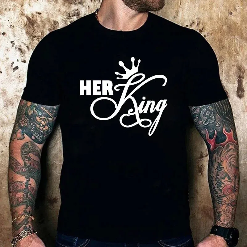 Her King His Queen Couples T Shirt Crown Print Couple Tshirt  Tops Lovers Tee Shirt