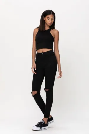High Rise Distress Ankle Skinny