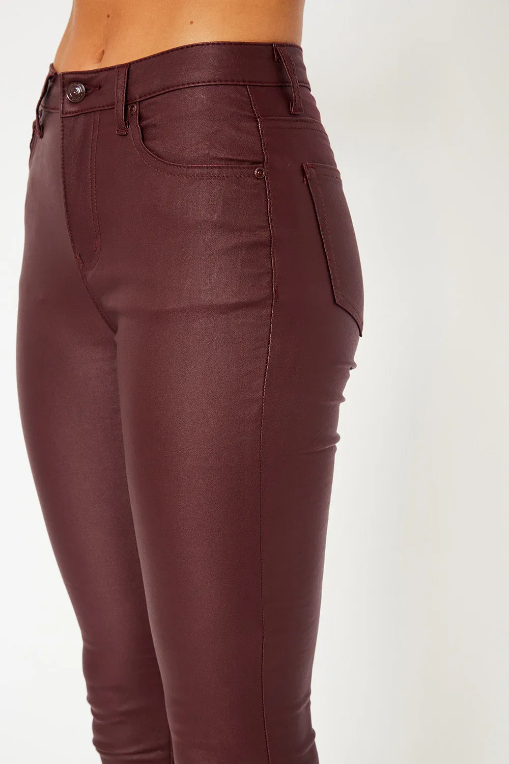 High-rise olive PU leather skinny pants