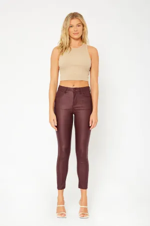 High-rise olive PU leather skinny pants