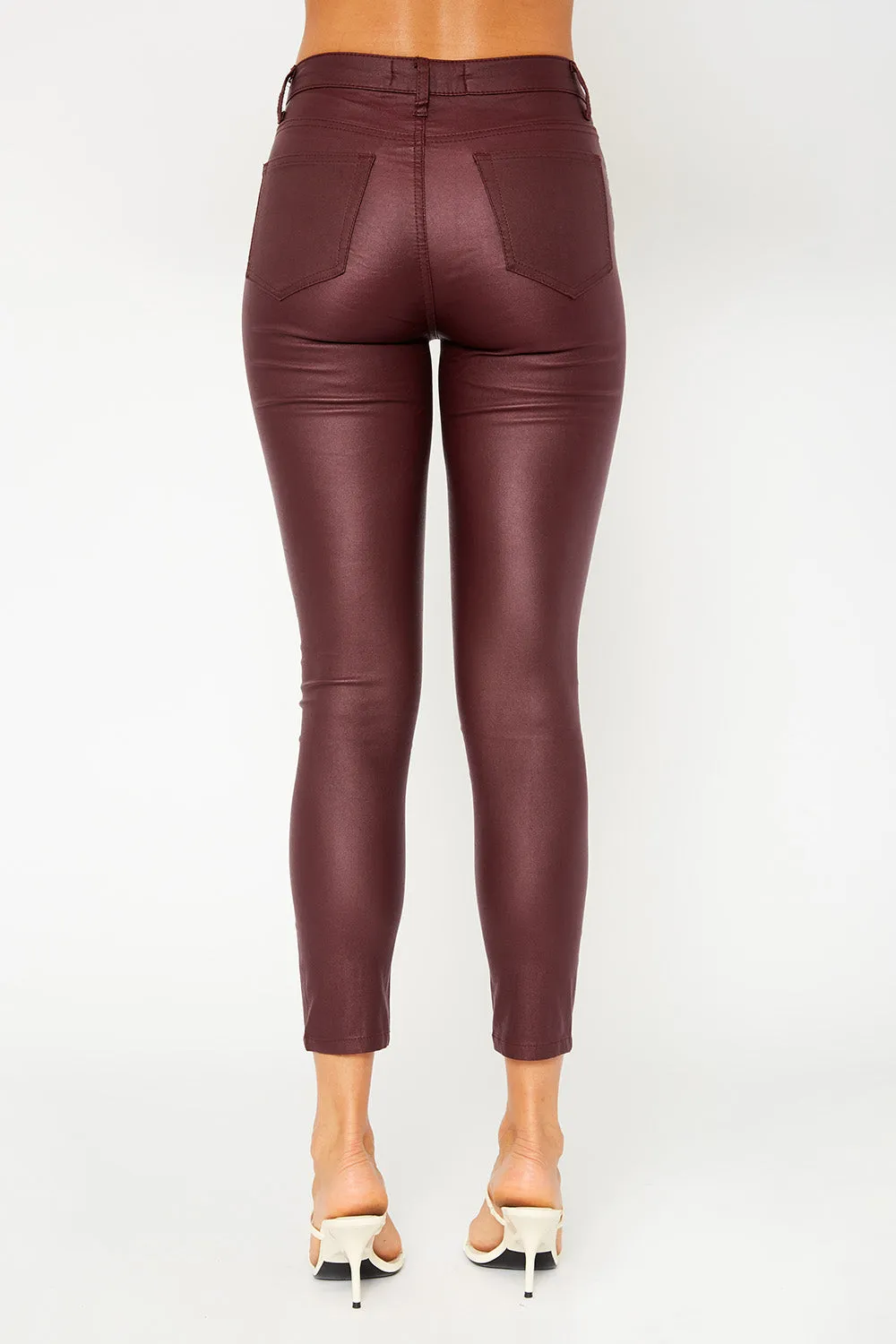 High-rise olive PU leather skinny pants