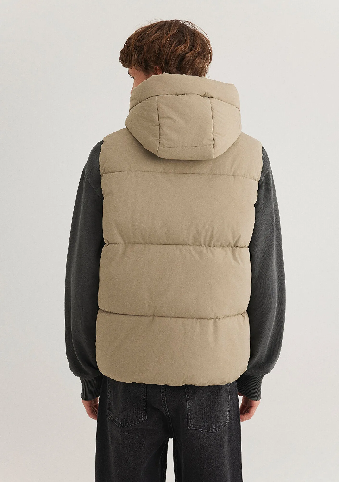 Hooded Brown Puffer Vest