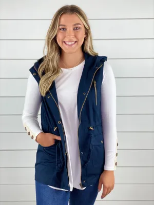 Hooded Utility Vest - Navy