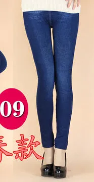 Imitation cowboy Leggings Women High waist jeans 2016 Latest Big yards Printing Thin High elastic Jeans Little feet pants  BN692