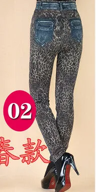 Imitation cowboy Leggings Women High waist jeans 2016 Latest Big yards Printing Thin High elastic Jeans Little feet pants  BN692