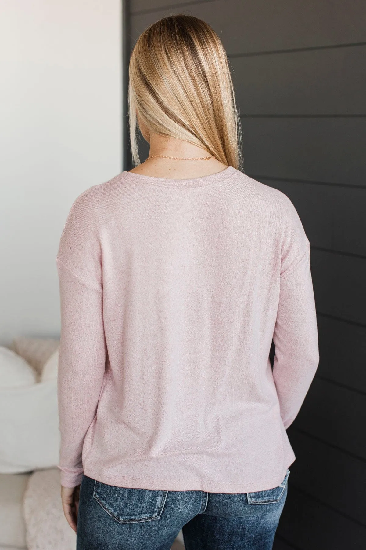 Incredible Timing Long Sleeve Henley Top- Blush