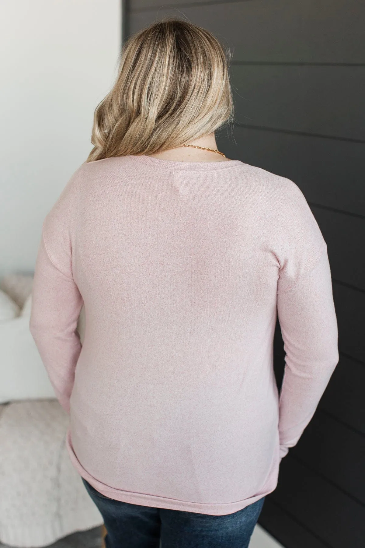 Incredible Timing Long Sleeve Henley Top- Blush