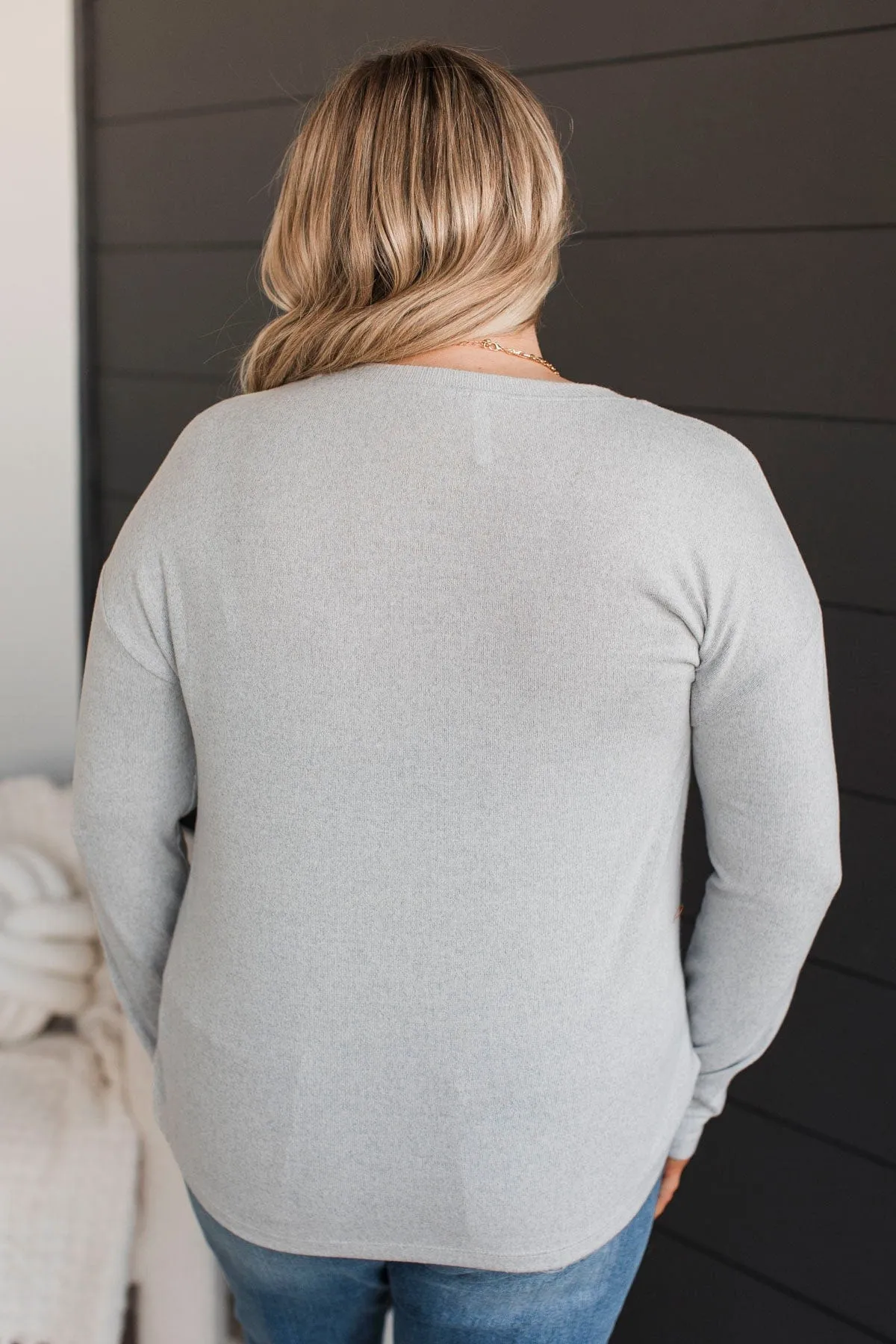 Incredible Timing Long Sleeve Henley Top- Heather Grey