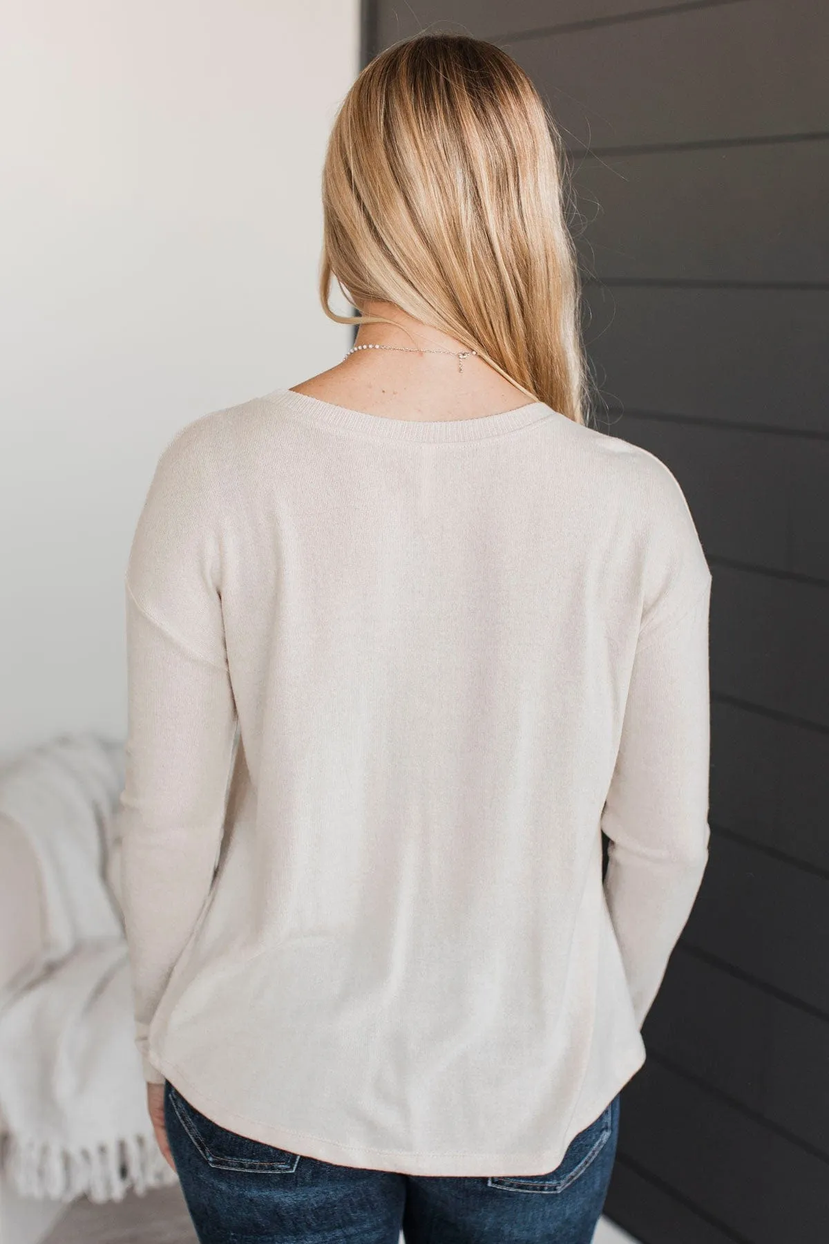 Incredible Timing Long Sleeve Henley Top- Oatmeal